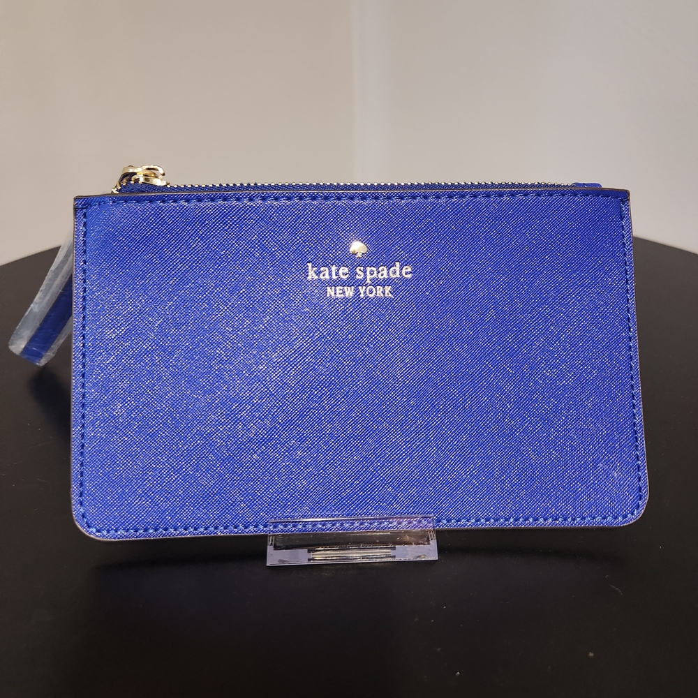 Kate Spade Blue and Gold Clutch